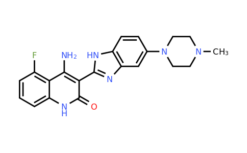 CAS 915769-50-5 | 4-amino-5-fluoro-3-[5-(4-methylpiperazin-1-yl)-1H-
1,3-benzodiazol-2-yl]-1,2-dihydroquinolin-2-one