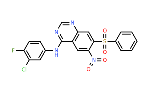 CAS 945553-94-6 | 7-(benzenesulfonyl)-N-(3-chloro-4-fluorophenyl)-6-nitroquinazolin-4-amine