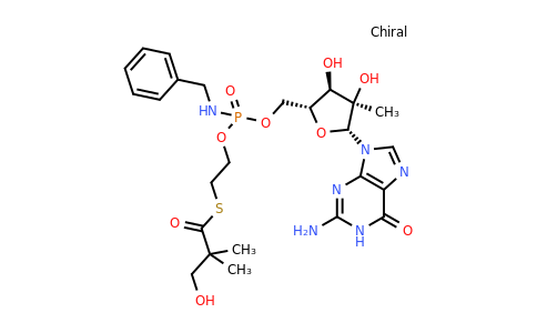guanosine, 2'-c-methyl-, 5'-[2-[(3-hydroxy-2,2-dimethyl-1-oxopropyl)thio]ethyl n-(phenylmethyl)phosphoramidate]