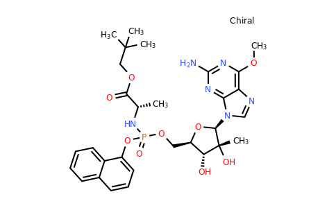 2,2-dimethylpropyl (2S)-2-[({[(2R,3R,4R,5R)-5-(2-
amino-6-methoxy-9H-purin-9-yl)-3,4-dihydroxy-4-
methyloxolan-2-yl]methoxy}(naphthalen-1-
yloxy)phosphoryl)amino]propanoate