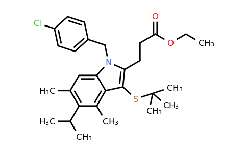 CAS 141863-04-9 | ethyl 3-(3-(tert-butylthio)-1-(4-chlorobenzyl)-5-isopropyl-4,6-dimethyl-1H-indol-2-yl)propanoate