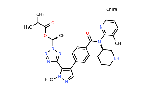 (1S)-1-[5-(1-methyl-4-{4-[(3-methylpyridin-2-yl)[(3R)-piperidin-3-yl]carbamoyl]phenyl}-1H-pyrazol-5-yl)-2H-1,2,3,4-tetrazol-2-yl]ethyl 2-methylpropanoate