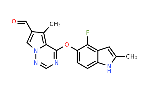 CAS 1638768-25-8 | 4-[(4-fluoro-2-methyl-1h-indol-5-yl)oxy]-5-methylpyrrolo[2,1-f][1,2,4]triazine-6-carbaldehyde