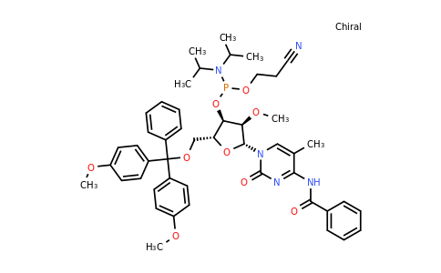 CAS 166593-57-3 | (2R,3R,4R,5R)-5-(4-Benzamido-5-methyl-2-oxopyrimidin-1(2H)-yl)-2-((bis(4-methoxyphenyl)(phenyl)methoxy)methyl)-4-methoxytetrahydrofuran-3-yl (2-cyanoethyl) diisopropylphosphoramidite