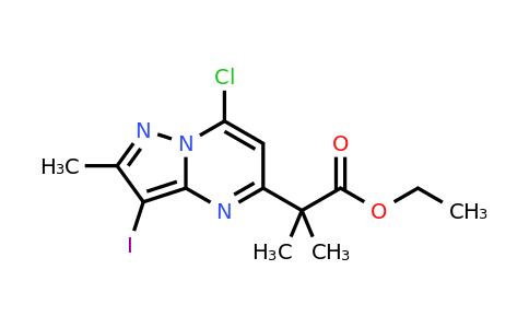 CAS 2387596-98-5 | ethyl 2-(7-chloro-3-iodo-2-methyl-pyrazolo[1,5-a]pyrimidin-5-yl)-2-methyl-propanoate