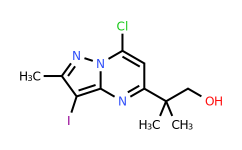 CAS 2387600-30-6 | 2-(7-chloro-3-iodo-2-methyl-pyrazolo[1,5-a]pyrimidin-5-yl)-2-methyl-propan-1-ol