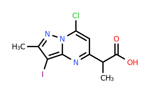 CAS 2387600-74-8 | 2-(7-chloro-3-iodo-2-methyl-pyrazolo[1,5-a]pyrimidin-5-yl)propanoic acid