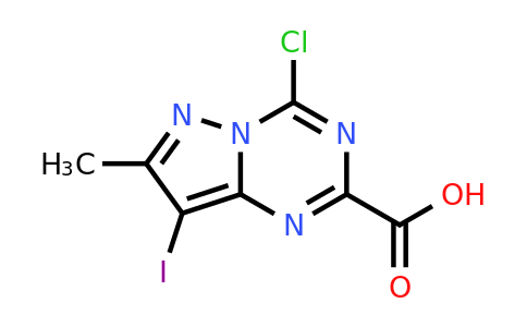 CAS 2387601-71-8 | 4-chloro-8-iodo-7-methyl-pyrazolo[1,5-a][1,3,5]triazine-2-carboxylic acid