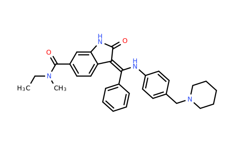 CAS 334951-90-5 | (Z)-N-Ethyl-N-methyl-2-oxo-3-(phenyl((4-(piperidin-1-ylmethyl)phenyl)amino)methylene)indoline-6-carboxamide