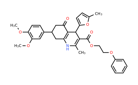 CAS 503864-60-6 | 2-Phenoxyethyl 7-(3,4-dimethoxyphenyl)-2-methyl-4-(5-methylfuran-2-yl)-5-oxo-1,4,5,6,7,8-hexahydroquinoline-3-carboxylate