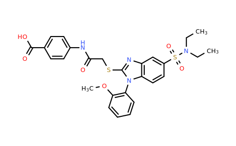 CAS 522642-43-9 | 4-(2-{[5-(diethylsulfamoyl)-1-(2-methoxyphenyl)-1H-1,3-benzodiazol-2-yl]sulfanyl}acetamido)benzoic acid