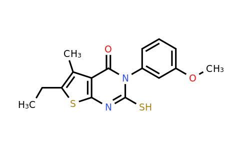 CAS 554425-49-9 | 6-ethyl-3-(3-methoxyphenyl)-5-methyl-2-sulfanyl-3H,4H-thieno[2,3-d]pyrimidin-4-one