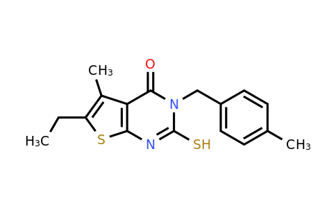 CAS 571159-02-9 | 6-ethyl-5-methyl-3-[(4-methylphenyl)methyl]-2-sulfanyl-3H,4H-thieno[2,3-d]pyrimidin-4-one