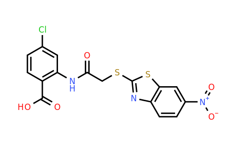 CAS 730965-99-8 | 4-chloro-2-{2-[(6-nitro-1,3-benzothiazol-2-yl)sulfanyl]acetamido}benzoic acid