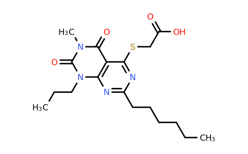 CAS 771499-27-5 | 2-({2-hexyl-6-methyl-5,7-dioxo-8-propyl-5H,6H,7H,8H-pyrimido[4,5-d][1,3]diazin-4-yl}sulfanyl)acetic acid