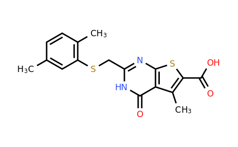 CAS 775315-04-3 | 2-{[(2,5-dimethylphenyl)sulfanyl]methyl}-5-methyl-4-oxo-3H,4H-thieno[2,3-d]pyrimidine-6-carboxylic acid