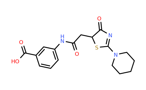 CAS 782462-62-8 | 3-{2-[4-oxo-2-(piperidin-1-yl)-4,5-dihydro-1,3-thiazol-5-yl]acetamido}benzoic acid