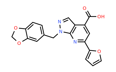 CAS 863667-92-9 | 1-[(1,3-dioxaindan-5-yl)methyl]-6-(furan-2-yl)-1H-pyrazolo[3,4-b]pyridine-4-carboxylic acid