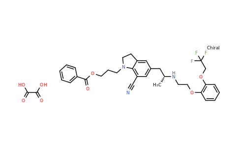 CAS 885340-12-5 | (R)-3-(7-Cyano-5-(2-((2-(2-(2,2,2-trifluoroethoxy)phenoxy)ethyl)amino)propyl)indolin-1-yl)propyl benzoate oxalate