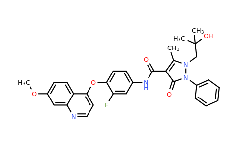 CAS 913376-84-8 | N-(3-Fluoro-4-((7-methoxyquinolin-4-yl)oxy)phenyl)-1-(2-hydroxy-2-methylpropyl)-5-methyl-3-oxo-2-phenyl-2,3-dihydro-1H-pyrazole-4-carboxamide
