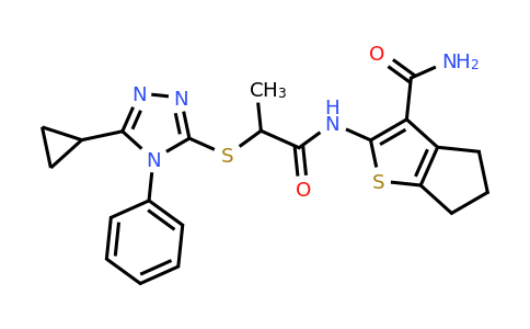 CAS 920868-45-7 | 2-{2-[(5-cyclopropyl-4-phenyl-4H-1,2,4-triazol-3-yl)sulfanyl]propanamido}-4H,5H,6H-cyclopenta[b]thiophene-3-carboxamide